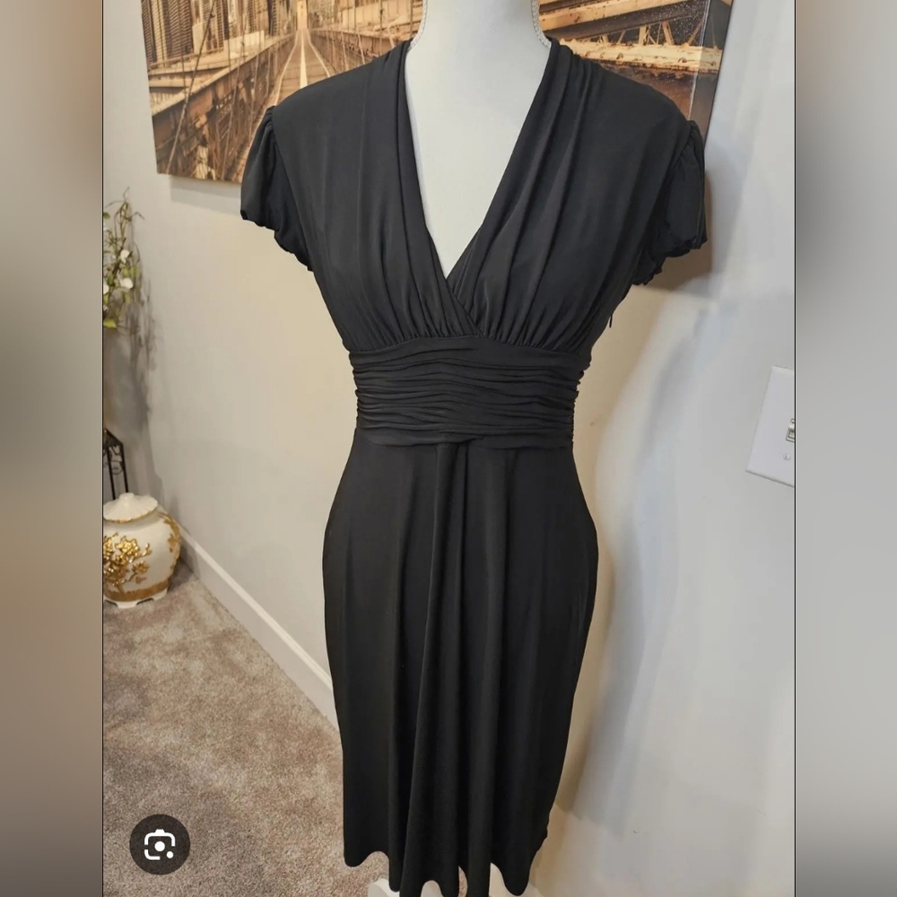EVAN PICONE WOMEN'S BLACK V NECK DRESS SIZE 14